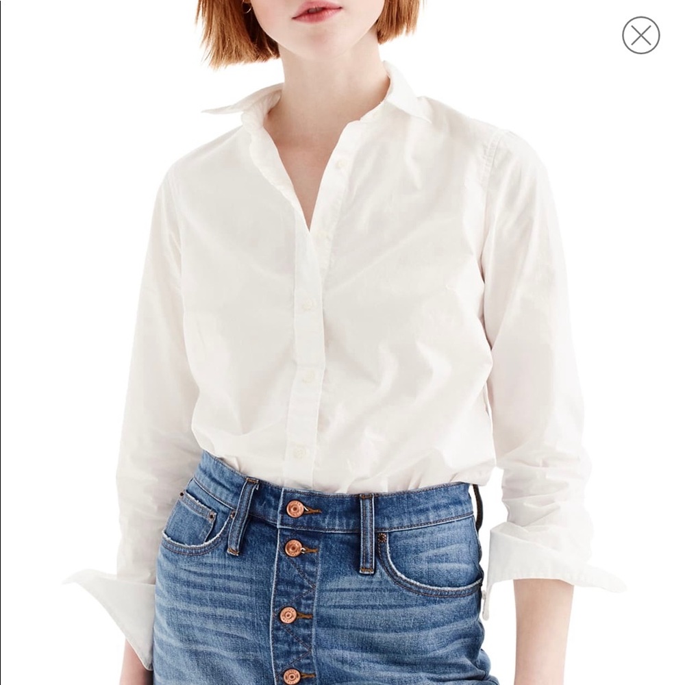 J Crew White Collared Long Sleeve